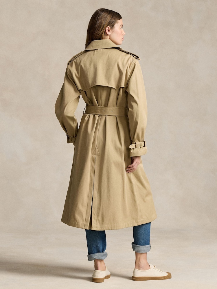Polo Ralph Lauren Brown Double Breasted Twill Trench Cotton Coat - Image 2 of 6