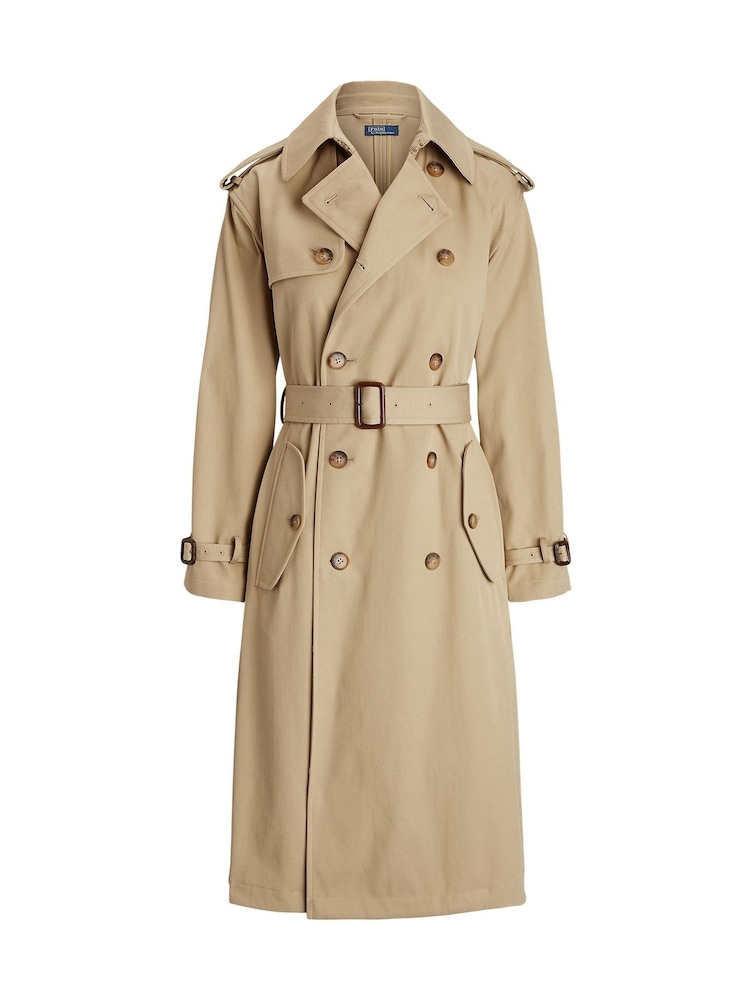 Polo Ralph Lauren Brown Double Breasted Twill Trench Cotton Coat - Image 6 of 6