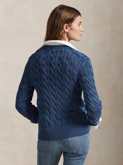 Polo Ralph Lauren Blue Cable Knit Cotton Cardigan - Image 2 of 5