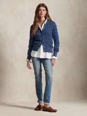 Polo Ralph Lauren Blue Cable Knit Cotton Cardigan - Image 3 of 5
