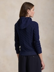 Polo Ralph Lauren Blue Cable Knit  Cotton Full-Zip Hoodie - Image 2 of 5