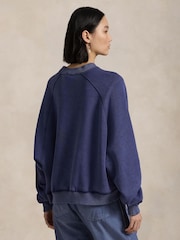 Polo Ralph Lauren Blue Oversize Polo Bear Fleece Crewneck Sweatshirt - Image 2 of 5