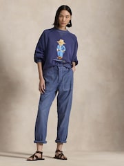 Polo Ralph Lauren Blue Oversize Polo Bear Fleece Crewneck Sweatshirt - Image 3 of 5