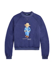 Polo Ralph Lauren Blue Oversize Polo Bear Fleece Crewneck Sweatshirt - Image 5 of 5