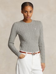 Polo Ralph Lauren Grey Cable-Knit Cotton Crewneck Sweater - Image 1 of 5