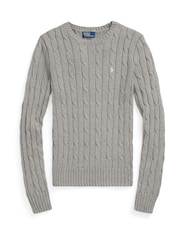 Polo Ralph Lauren Grey Cable-Knit Cotton Crewneck Sweater - Image 5 of 5