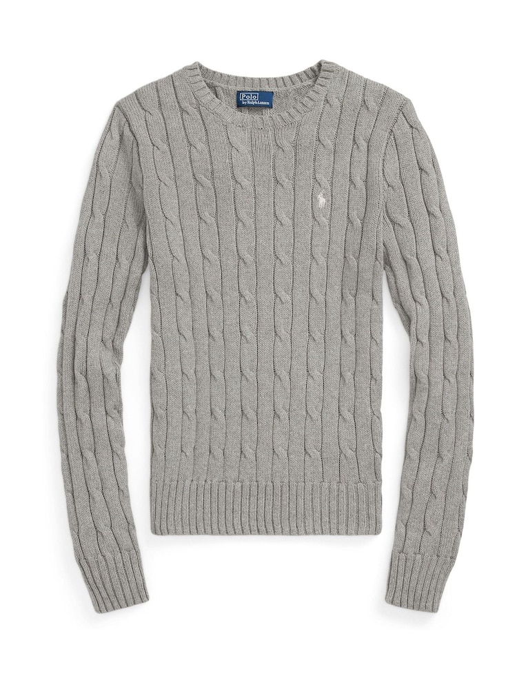 Polo Ralph Lauren Grey Cable-Knit Cotton Crewneck Sweater - Image 5 of 5
