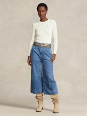 Polo Ralph Lauren Cream Cable-Knit Cotton Crewneck Sweater - Image 2 of 4