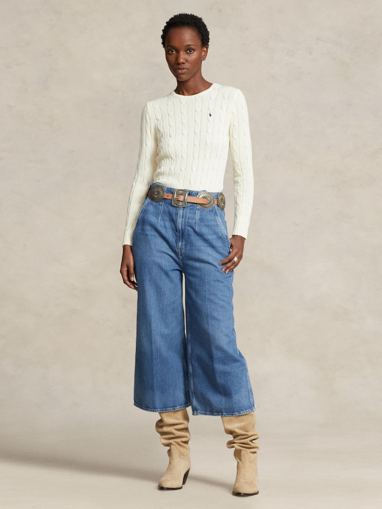 Polo Ralph Lauren Cream Cable-Knit Cotton Crewneck Sweater - Image 2 of 4