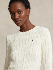 Polo Ralph Lauren Cream Cable-Knit Cotton Crewneck Sweater - Image 3 of 4