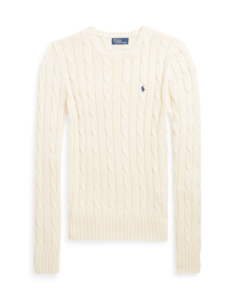 Polo Ralph Lauren Cream Cable-Knit Cotton Crewneck Sweater - Image 4 of 4