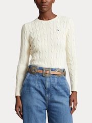 Polo Ralph Lauren Cream Cable-Knit Cotton Crew Neck Sweater - Image 7 of 8