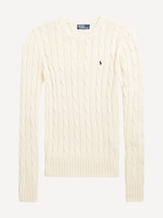 Polo Ralph Lauren Cream Cable-Knit Cotton Crew Neck Sweater - Image 8 of 8