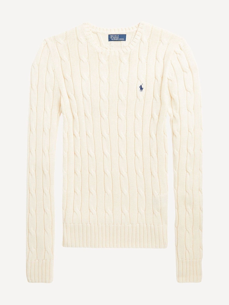 Polo Ralph Lauren Cream Cable-Knit Cotton Crew Neck Sweater - Image 8 of 8