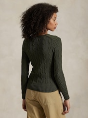 Polo Ralph Lauren Green Cable-Knit Cotton V-Neck Sweater - Image 2 of 5
