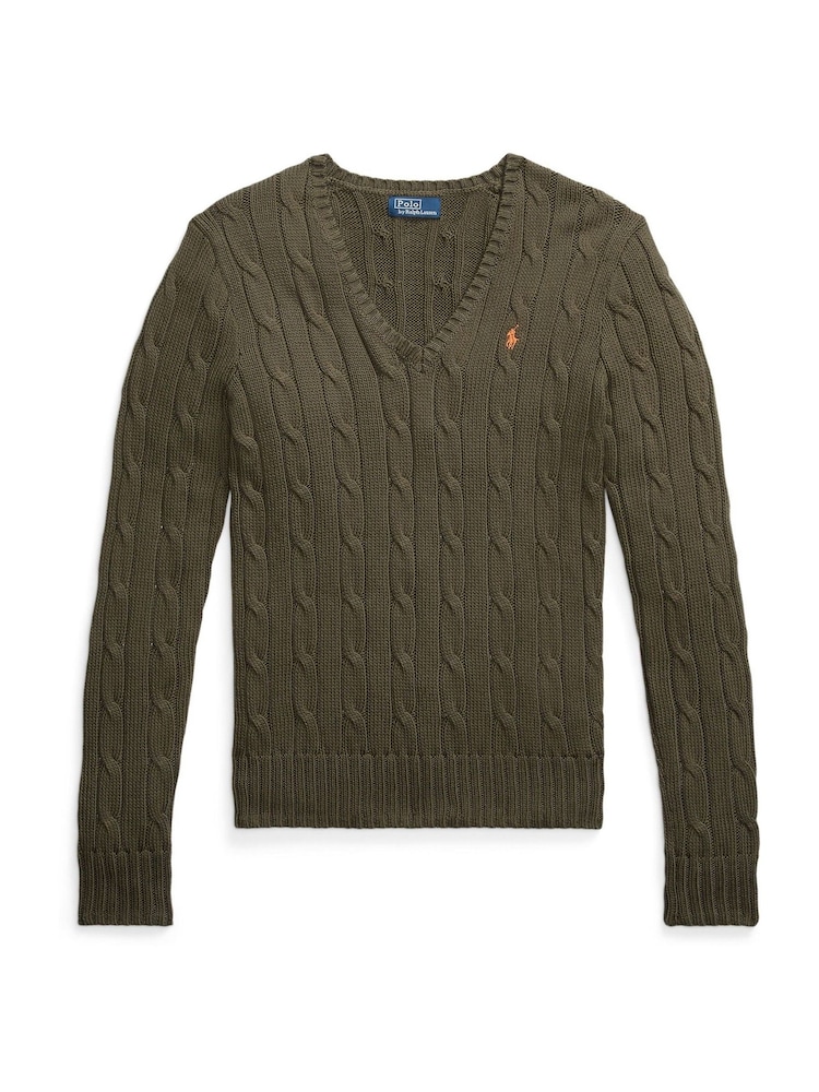 Polo Ralph Lauren Green Cable-Knit Cotton V-Neck Sweater - Image 5 of 5