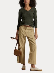 Polo Ralph Lauren Green Cable-Knit Cotton V-Neck Sweater - Image 8 of 9