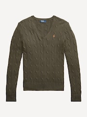 Polo Ralph Lauren Green Cable-Knit Cotton V-Neck Sweater - Image 9 of 9