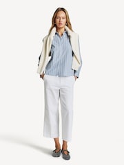 Polo Ralph Lauren White Twill Wide-Leg Cropped Trousers - Image 1 of 8