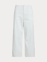 Polo Ralph Lauren White Twill Wide-Leg Cropped Trousers - Image 7 of 8
