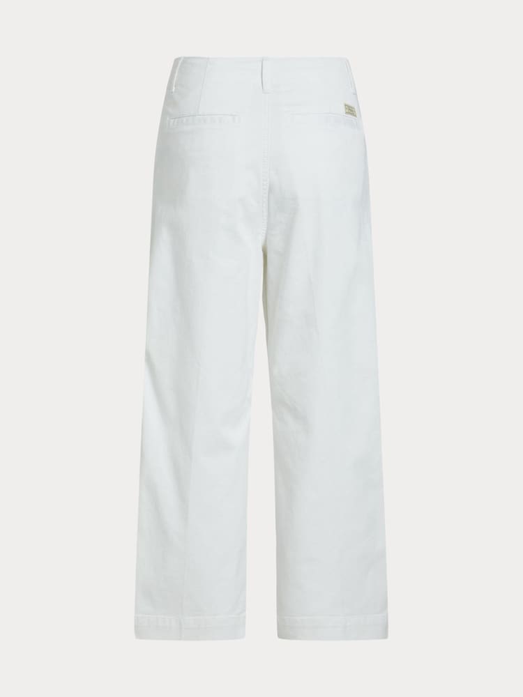 Polo Ralph Lauren White Twill Wide-Leg Cropped Trousers - Image 8 of 8