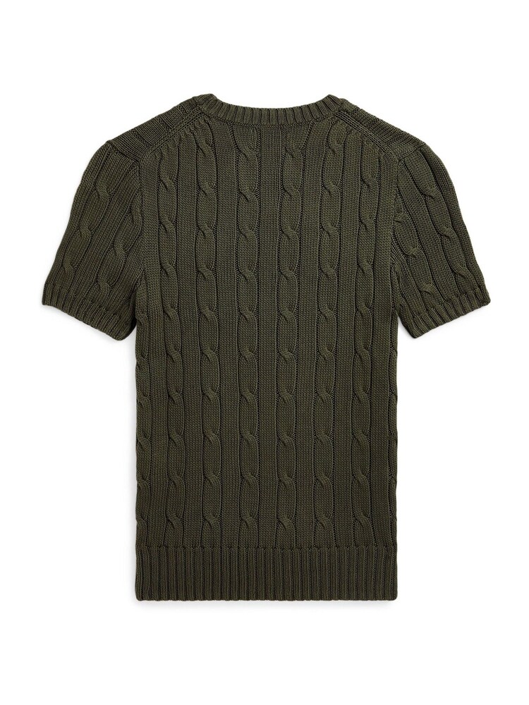 Polo Ralph Lauren Green Cable Knit Cotton Short Sleeve Sweater - Image 5 of 5