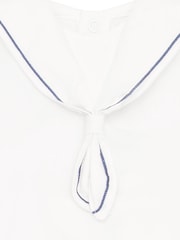 Emile Et Rose Linen Style Sailor Collar & Trim 100% Cotton 2Pc Shorts & Hat Set - Image 4 of 6