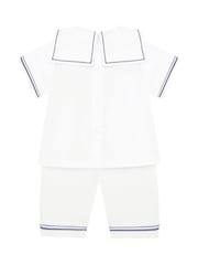 Emile Et Rose Linen Style Sailor Collar & Trim 100% Cotton 2Pc Shorts & Hat Set - Image 6 of 6