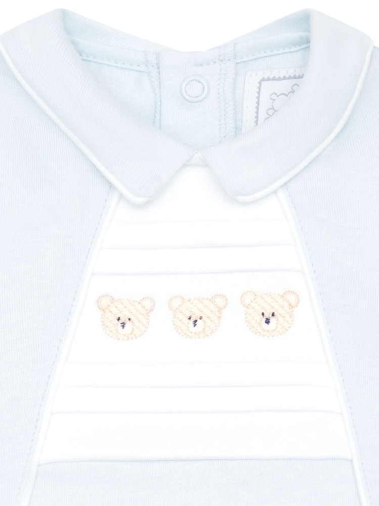 Emile Et Rose Blue 100% Cotton 2pc Top With Pleated Bear Emb Panel & Shorts Set - Image 4 of 5