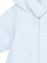 Emile Et Rose Blue Microfibre Jacket With All Over Emb Bear and Hood - Image 4 of 4