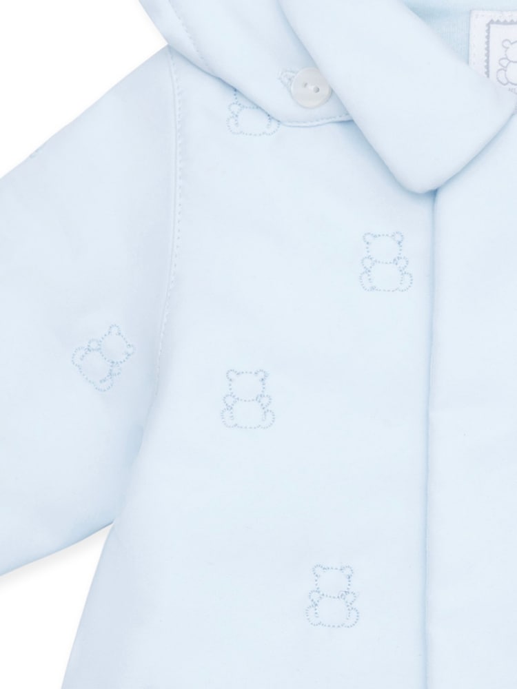 Emile Et Rose Blue Microfibre Jacket With All Over Emb Bear and Hood - Image 4 of 4