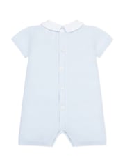 Emile Et Rose Blue Knitted 100% Cotton Ridge Yoke Panel & Collar Romper - Image 4 of 4