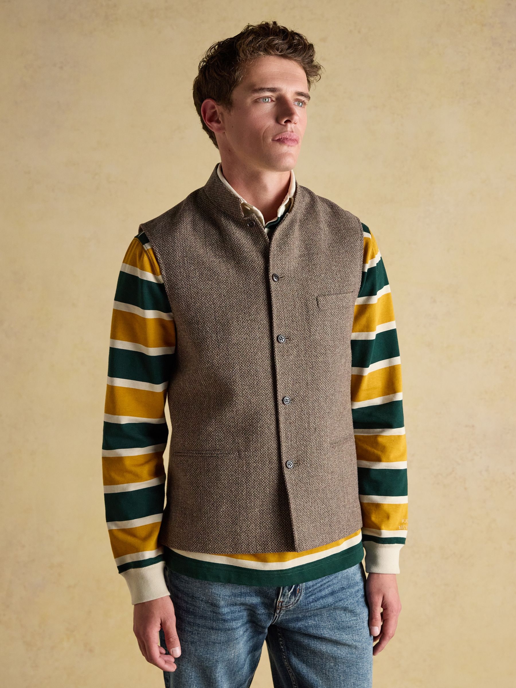 Buy Joules Stone Wool Blend Tweed Gilet from the Next UK online shop