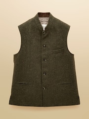 Joules Green Wool Blend Tweed Gilet - Image 12 of 12