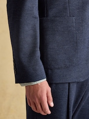 Joules Blue Relaxed Jersey Prince of Wales Check Suit Jacket - Image 8 of 13