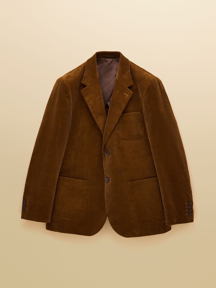 Joules Tan Brown Relaxed Fit Corduroy Suit Jacket - Image 16 of 16