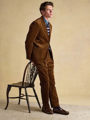 Joules Tan Brown Relaxed Fit Corduroy Suit Trousers - Image 7 of 10