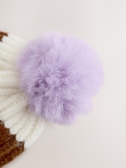 Purple/White Pom Beanie (1-16yrs) - Image 2 of 3