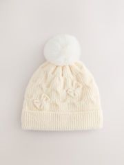 Cream Bow Beanie Hat (1-16yrs) - Image 1 of 3