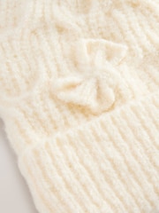 Cream Bow Beanie Hat (1-16yrs) - Image 2 of 3