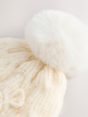 Cream Bow Beanie Hat (1-16yrs) - Image 3 of 3