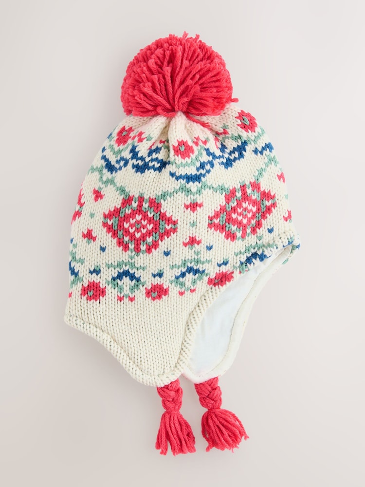 Red Fairisle Trapper Hat (3mths-13yrs) - Image 1 of 3