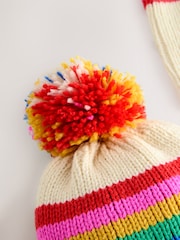 Ecru/Pink stripe Beanie And Snoods Set (1-16yrs) - Image 2 of 4