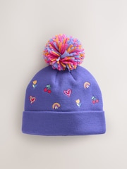 Multi Embroided Pom Beanie (3mths-10yrs) - Image 1 of 4