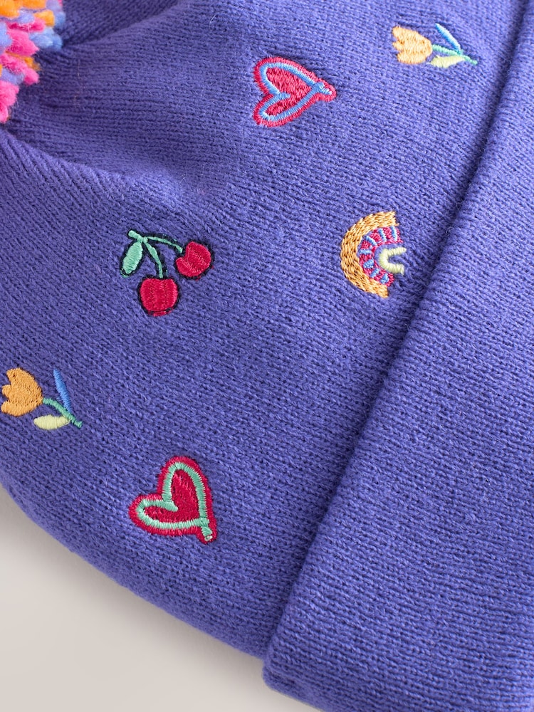 Multi Embroided Pom Beanie (3mths-10yrs) - Image 4 of 4