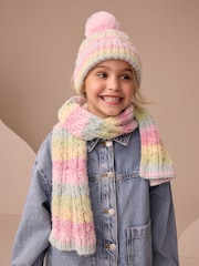 Pink Rainbow Beanie And Snood Set (1-13yrs) - Image 1 of 5