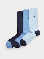 Polo Ralph Lauren Multi Ribbed Crew Soft 100% Cotton Socks  3 Pack - Image 1 of 1