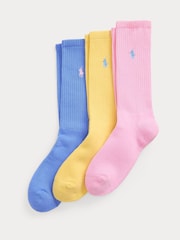 Polo Ralph Lauren Multi Ribbed 100% Cotton Socks 3 Pack - Image 1 of 1