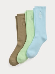 Ralph Lauren Multi Crew 100% Cotton Socks 3 Pack - Image 1 of 3