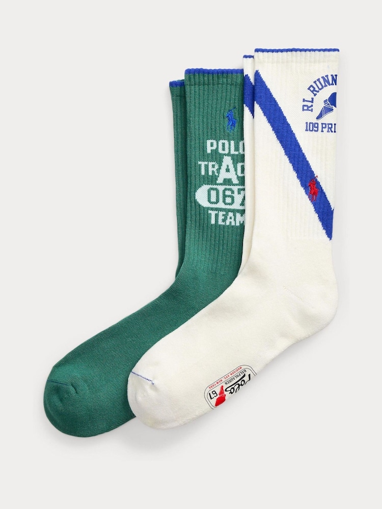Polo Ralph Lauren Multi Crew 100% Cotton Socks 2 Pack - Image 1 of 3